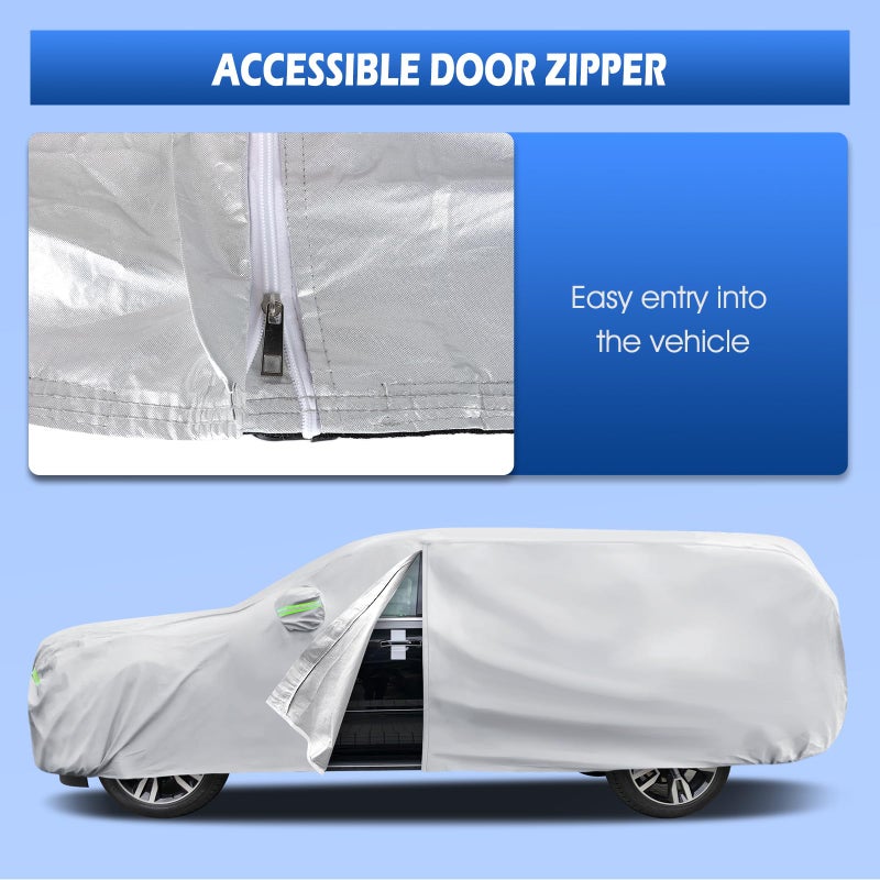 Migaven Car Cover Custom Fit for Chevrolet Chevy Suburban 1973-2025, Migaven Waterproof Full Exterior Cover Sun Rain Protection with Door Zipper and Cotton Lining, Silver - Image 2